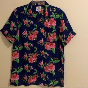One Resolution Clothing Men's M Hawaiian Aloha Shirt Short Cuff Sleeve Surfing